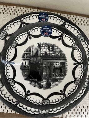 Royal Stafford Black and White Ceramic Decorative bowl with Witch Illustration